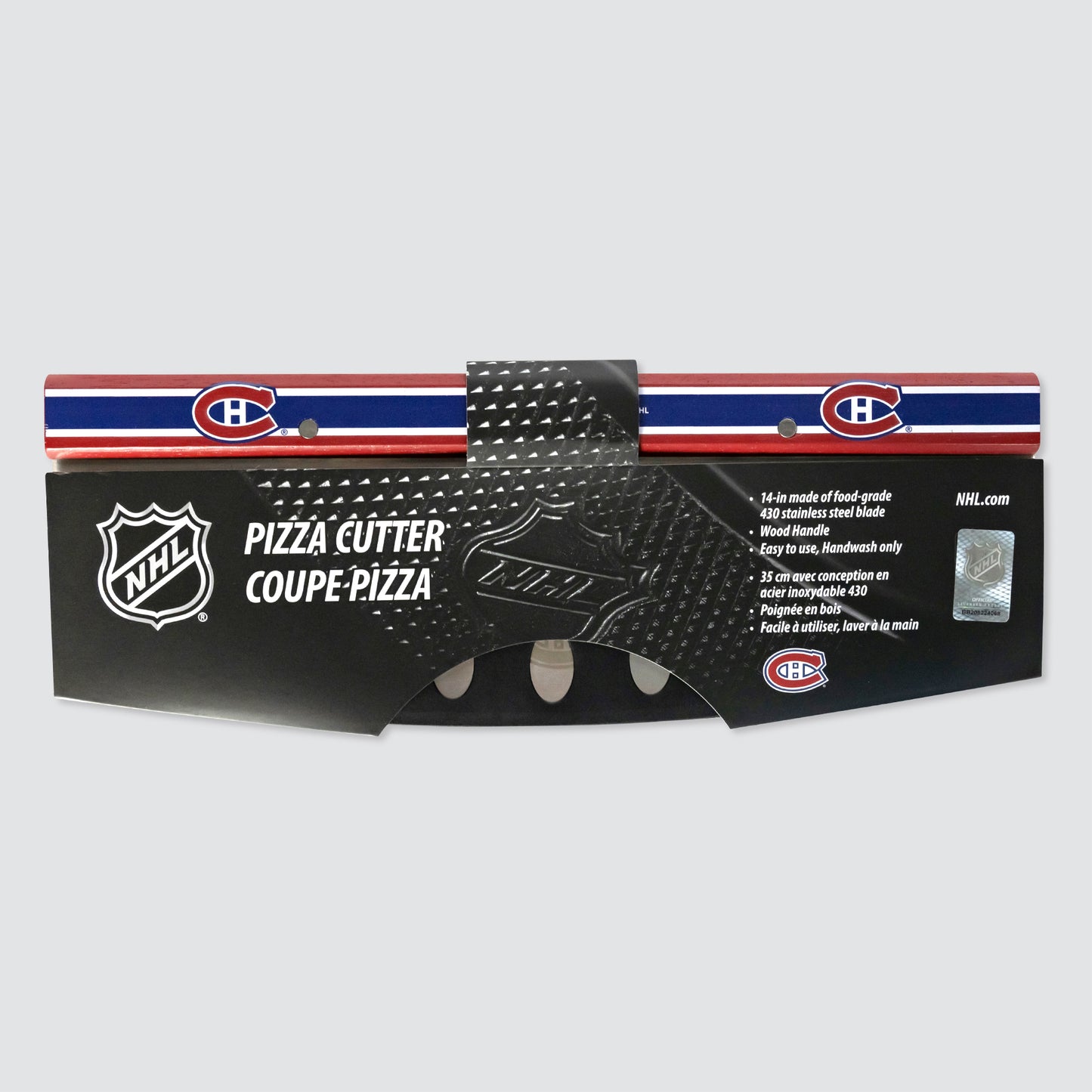 Montreal Canadiens Pizza Cutter | 14" Stainless Steel Blade with Wood Handle | Officially Licensed NHL | 5ish Co.