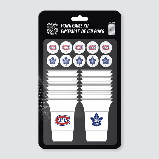 Montreal Canadiens vs Toronto Maple Leafs Pong Game Kit - 20 Cups 10 Balls - Officially Licensed NHL - 5ish Co.