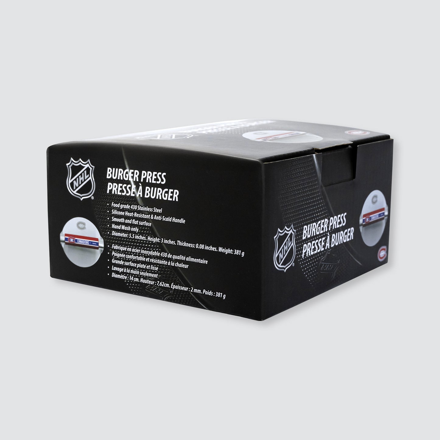Montreal Canadiens Burger Press | 5.5" Stainless Steel Smash Burger Press for Grill and Griddle | Officially Licensed NHL | 5ish Co.