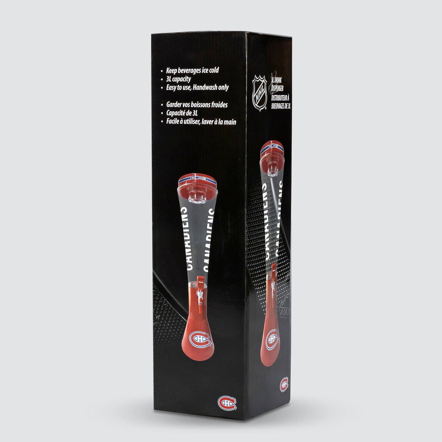 Montreal Canadiens 3L Drink Dispenser | Cold Beverage Tower with Ice Tube | Officially Licensed NHL | 5ish Co.