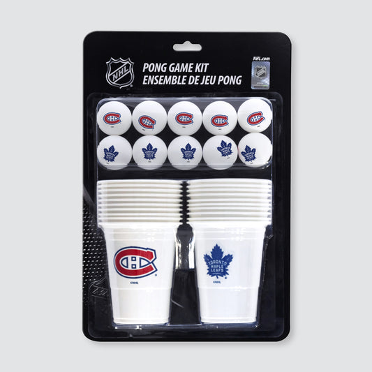 Montreal Canadiens vs Toronto Maple Leafs Pong Game Kit | 20 Cups and 10 Balls | Officially Licensed NHL | 5ish Co.