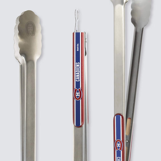 Montreal Canadiens BBQ Tongs - Stainless Steel with Wood Handle - NHL Grill Tools Set - 5ish Co.