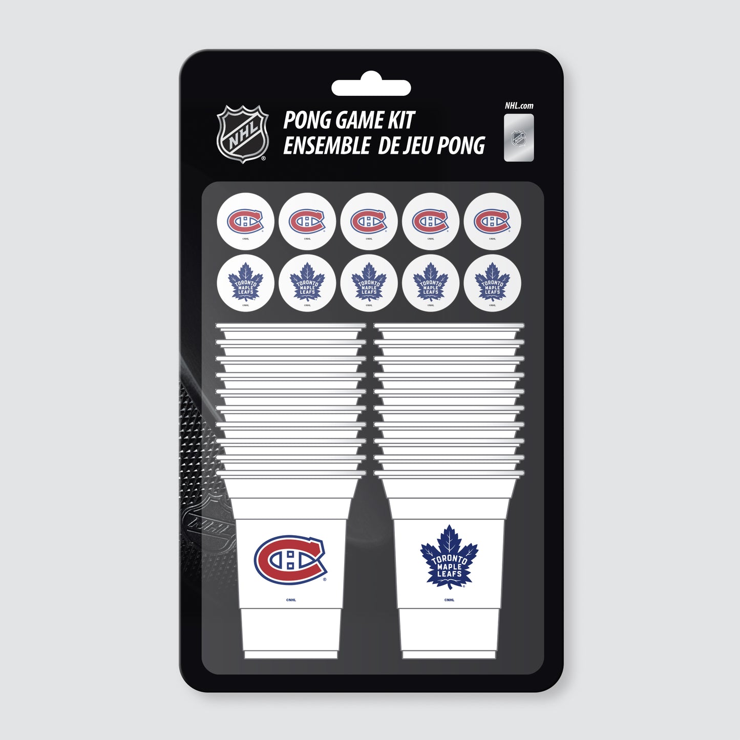 Montreal Canadiens vs Toronto Maple Leafs Pong Game Kit - 20 Cups 10 Balls - Officially Licensed NHL - 5ish Co.