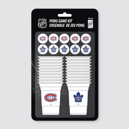 Montreal Canadiens vs Toronto Maple Leafs Pong Game Kit - 20 Cups 10 Balls - Officially Licensed NHL - 5ish Co.